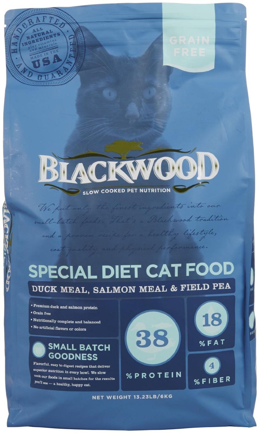 "Blackwood Grain-Free Duck Meal, Salmon Meal & Field Pea Dry Cat Food"