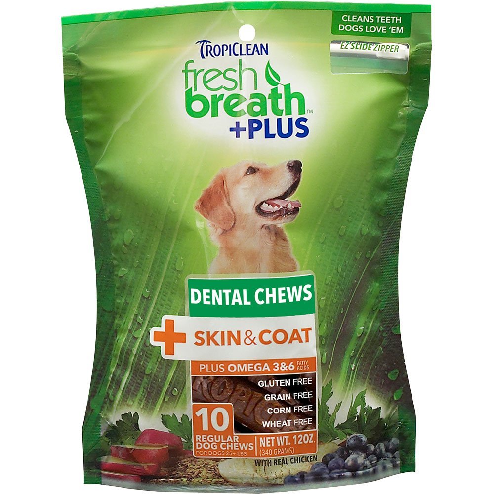 Tropiclean Fresh Breath Plus Skin & Coat Dental Chews For Dogs